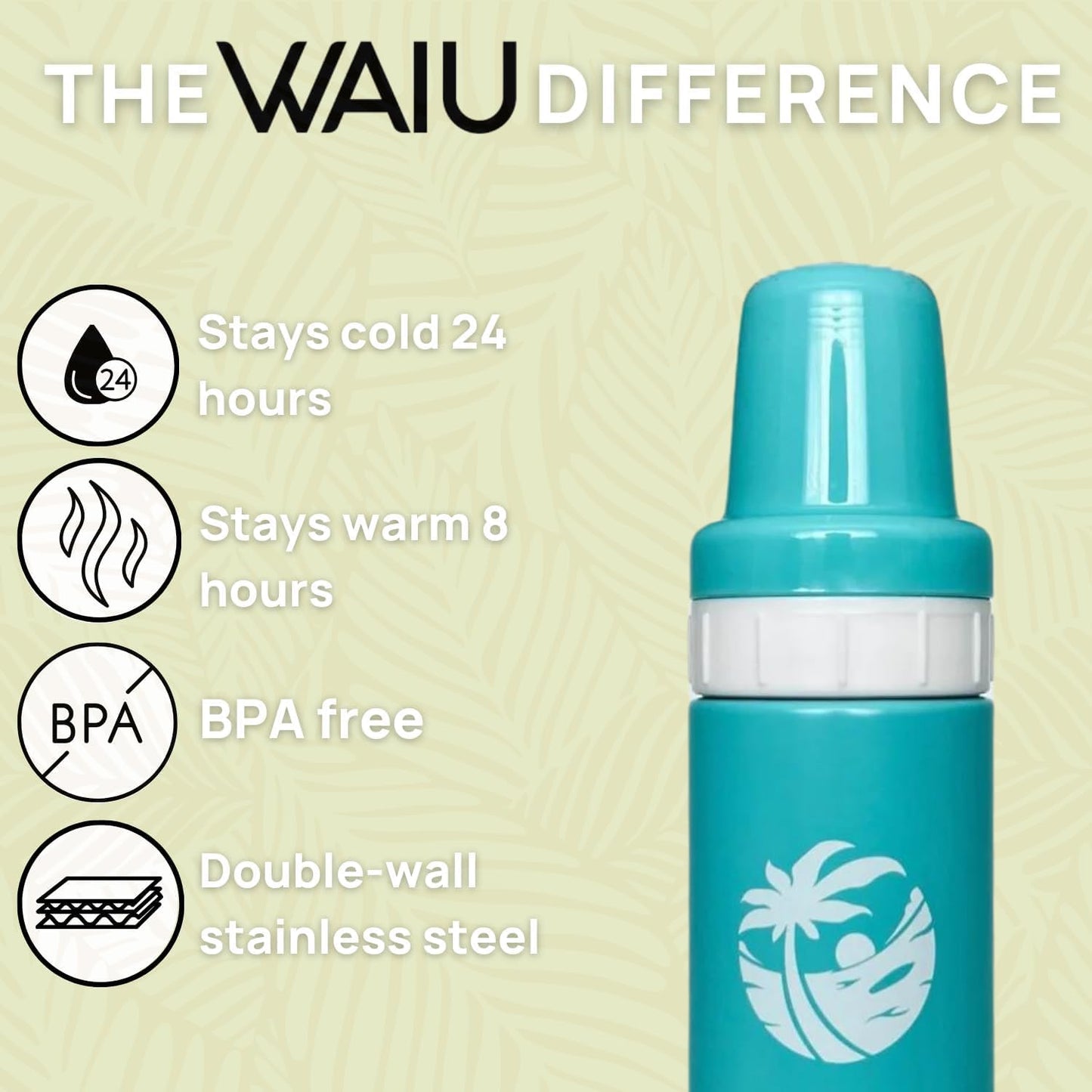 Waiu Insulated Stainless Steel Baby Bottle BPA-Free | Keeps Drinks Hot for 8 Hours, Cold for 24 Hours | 4 oz. (Blue)