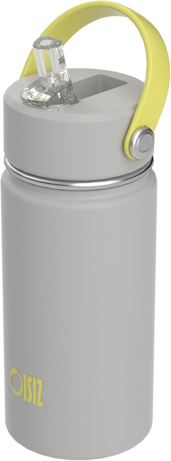 OISIZ Kids Water Bottle with Straw Lid 14oz, Vacuum Insulated 316 Stainless Steel Water Bottles for Kids for School, Leakproof Water Bottle, BPA Free and Keep Cold for 24 Hours