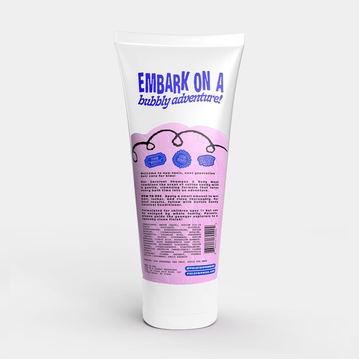 Field Trip Kids Shampoo & Body Wash - Cotton Candy Scent - Hair Care for Kids - Tear Free - Leaves Hair Soft & Tangle-Free With Chamomile, Lavender, & Aloe (8.4 ounce)