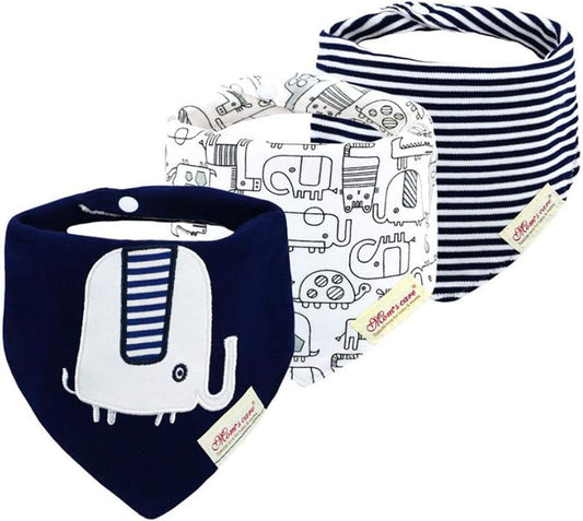 JN&LULU 3 Pack Newborn Baby Bibs Bandana Drool Bibs for Drooling Cotton Baby Gifts