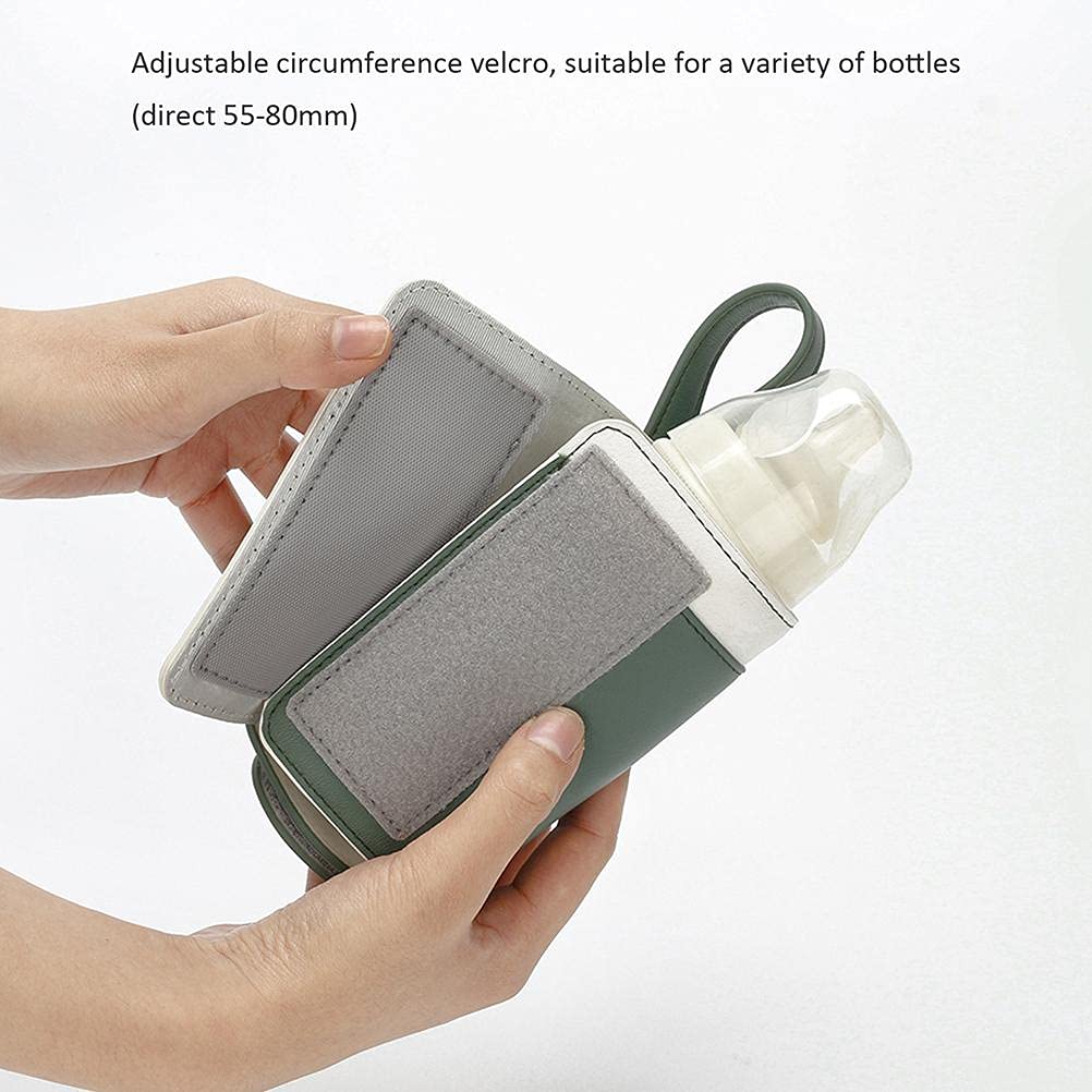GOTOTOP Bottle Warmer Bag Portable Baby Bottle Warmer Leather Three Gears Adjustable Heated Bottle Bag Car Portable Thermostat Heating Cup Cover (e)