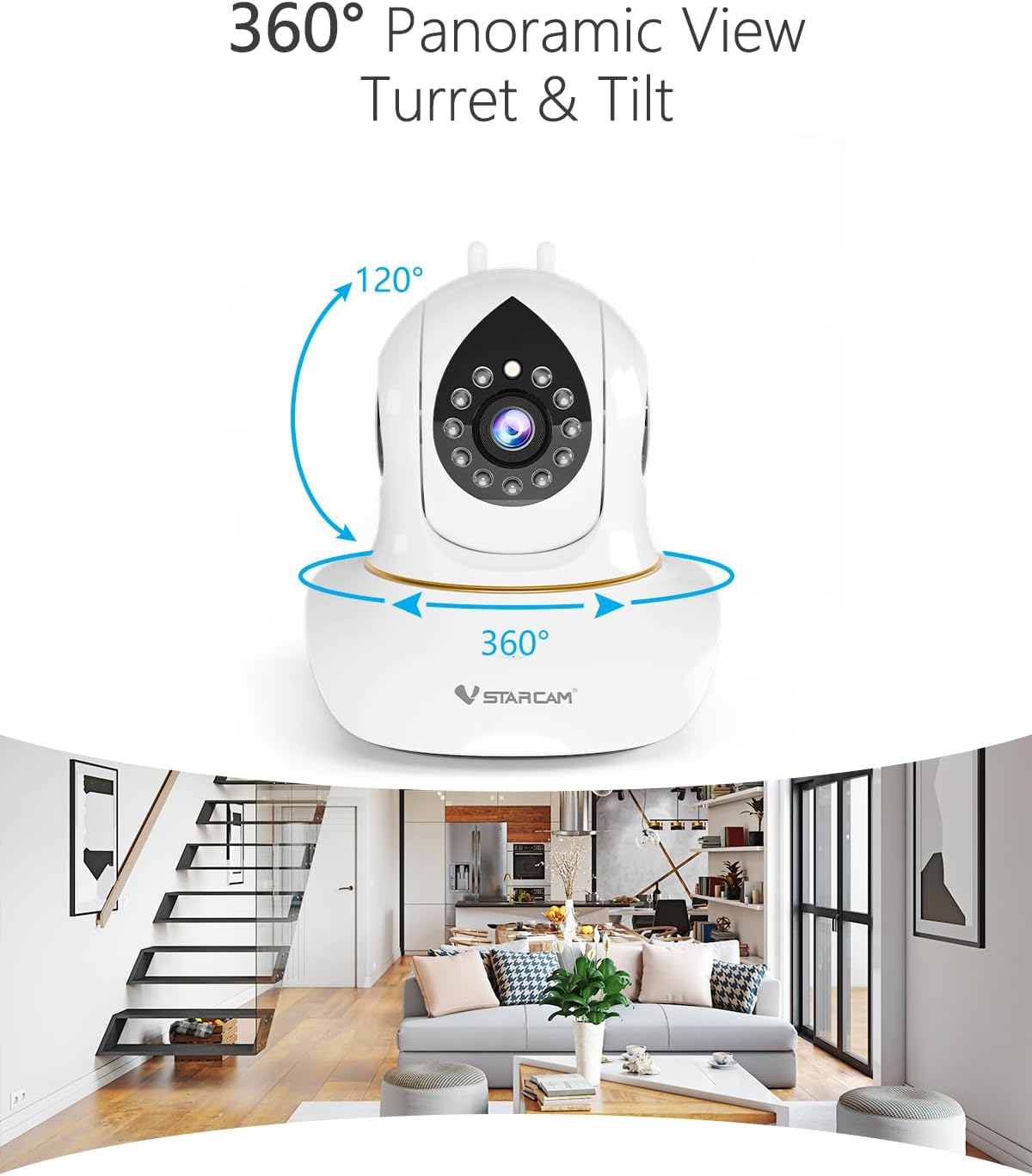 VSTARCAM Interactive Pet Camera with Dual WiFi Antennas, 360° Pan-Tilt, 2K Dog & Cat Camera with Phone APP, 2.4GHz WiFi, IR Night Vision, Motion Detection, 2-Way Audio, Dog Cameras for Pet Monitoring