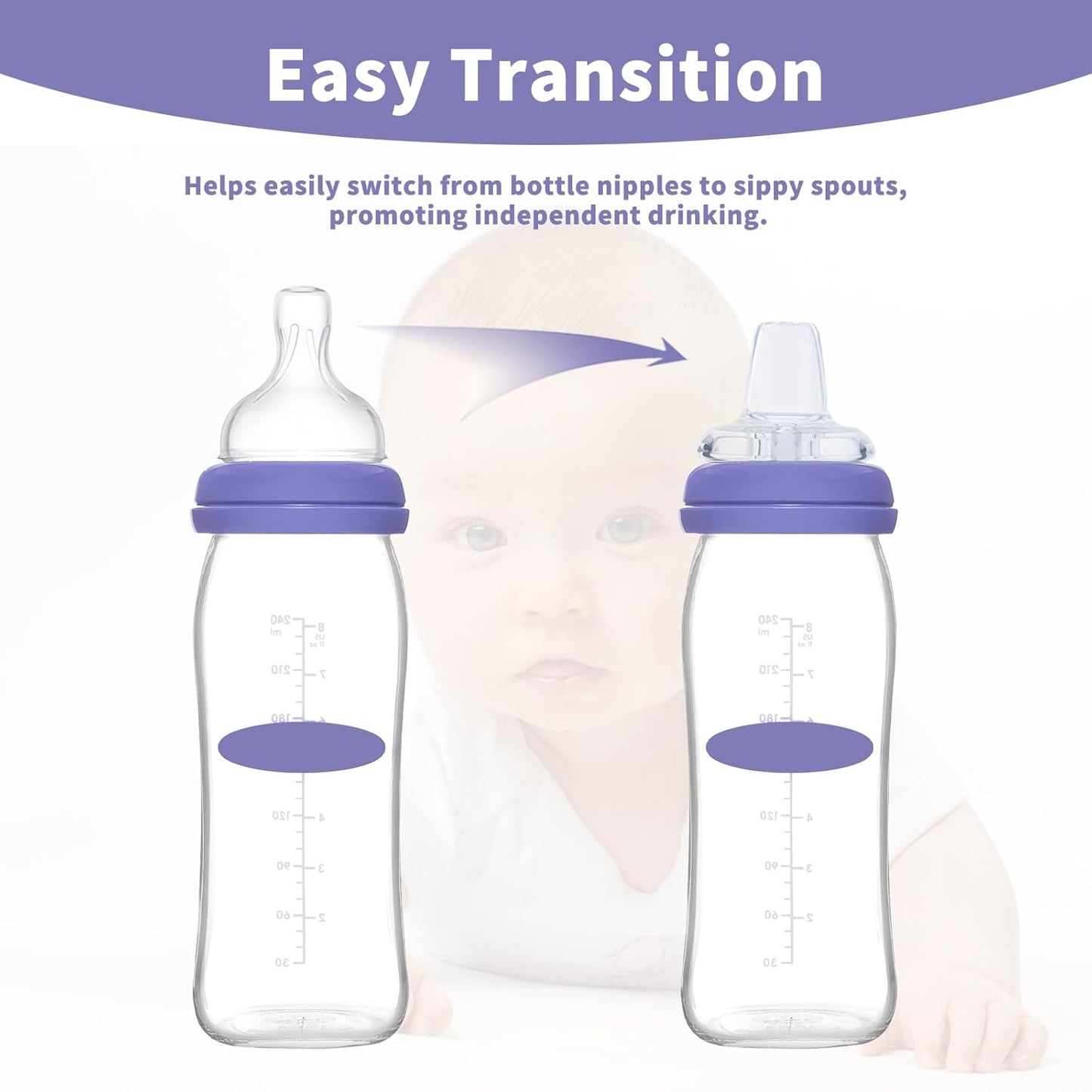 6 Packs Sippy Spout Nipples Compatible with Lansinoh Bottles, Soft Replacement Spout, Clear Silicone Sippy Cup Nipples, Transition from Bottle to Cup, No Spill and Comfortable, Easy to Clean, 6m+
