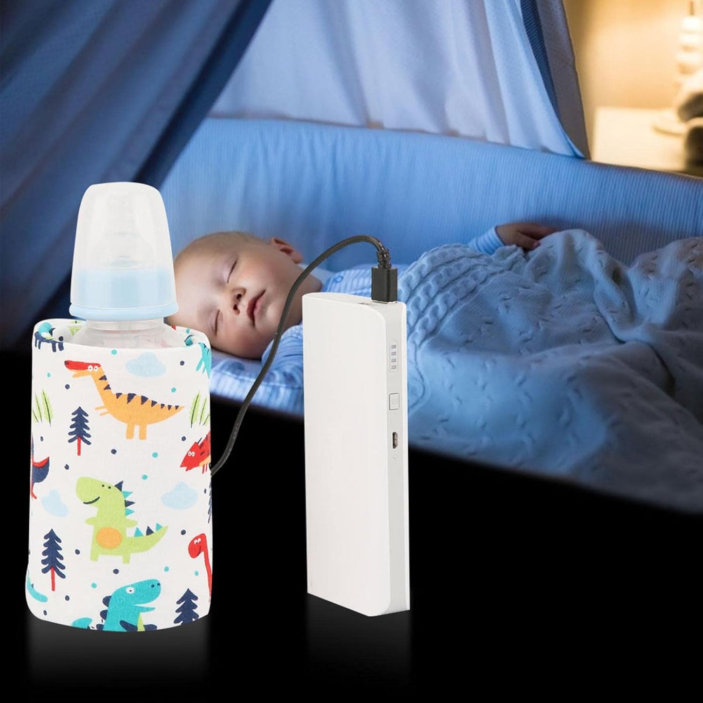 GOTOTOP Portable Milk Warmer Bottle Case with USB Charging Port for Baby Care (Dinosaur)