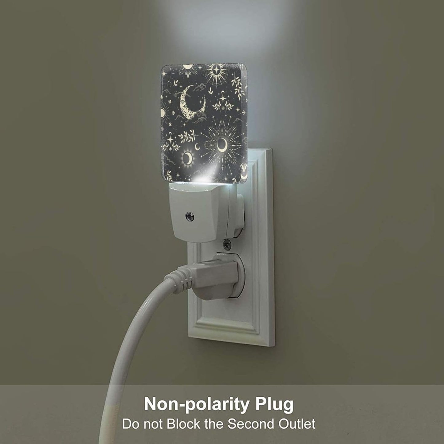 Moon and Sun Night Light,Plug-in Night Lights with Dusk-to-Dawn Sensor for Stairway,Hallway,Bedroom Sleep Friendly Ideal for Women/Girls/Boys Gift,0.5w