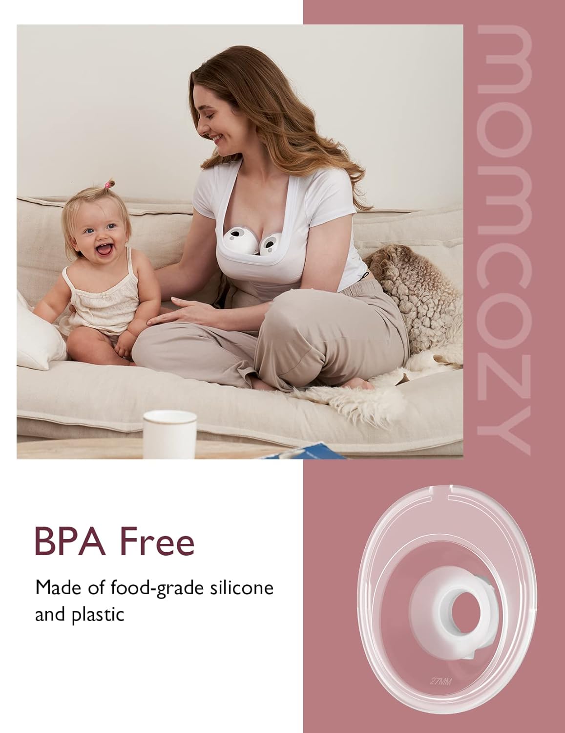 Momcozy Double-Sealed Flange 27mm Compatible with Momcozy M5 Breast Pump. Original M5 Breast Pump Replacement Accessories, 1PC (27mm)