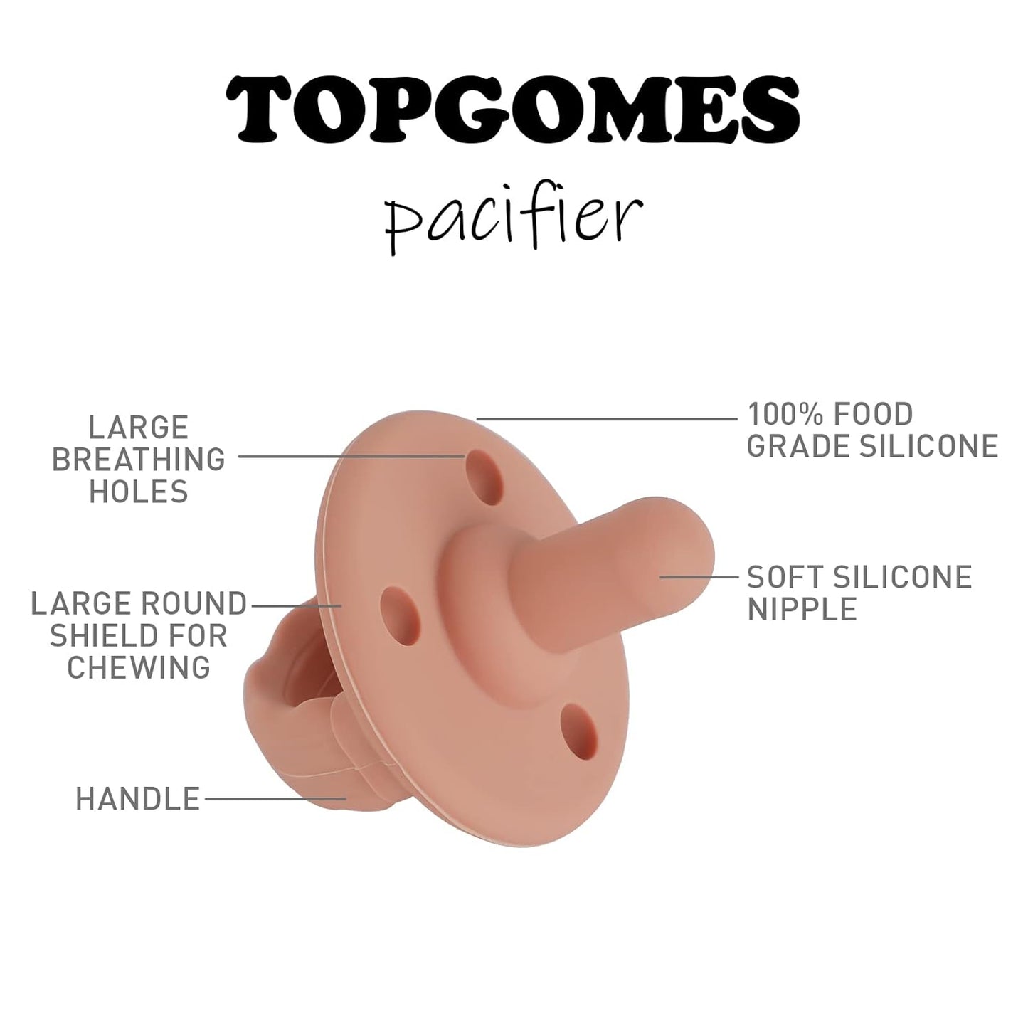 Soother Pacifier,Food Grade Silicone Pacifiers with Handle & 3 Holes for Added Safety, BPA Free, 4-Pack (Sage x2 / Ether x2)