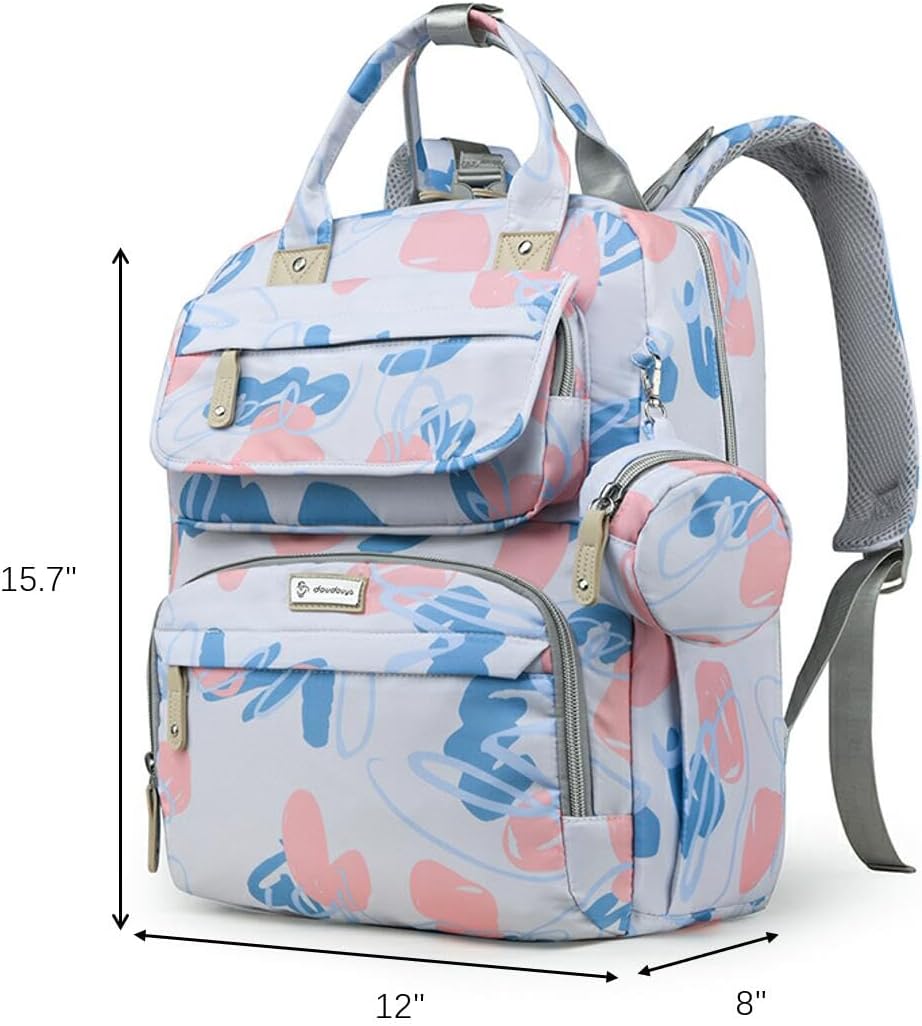 Diaper Bag Backpack for Baby – Large Capacity Waterproof Travel Tote, Multifunction Baby Bag with Changing Pad, Pacifier Holder & Stroller Straps (Sky Blue)