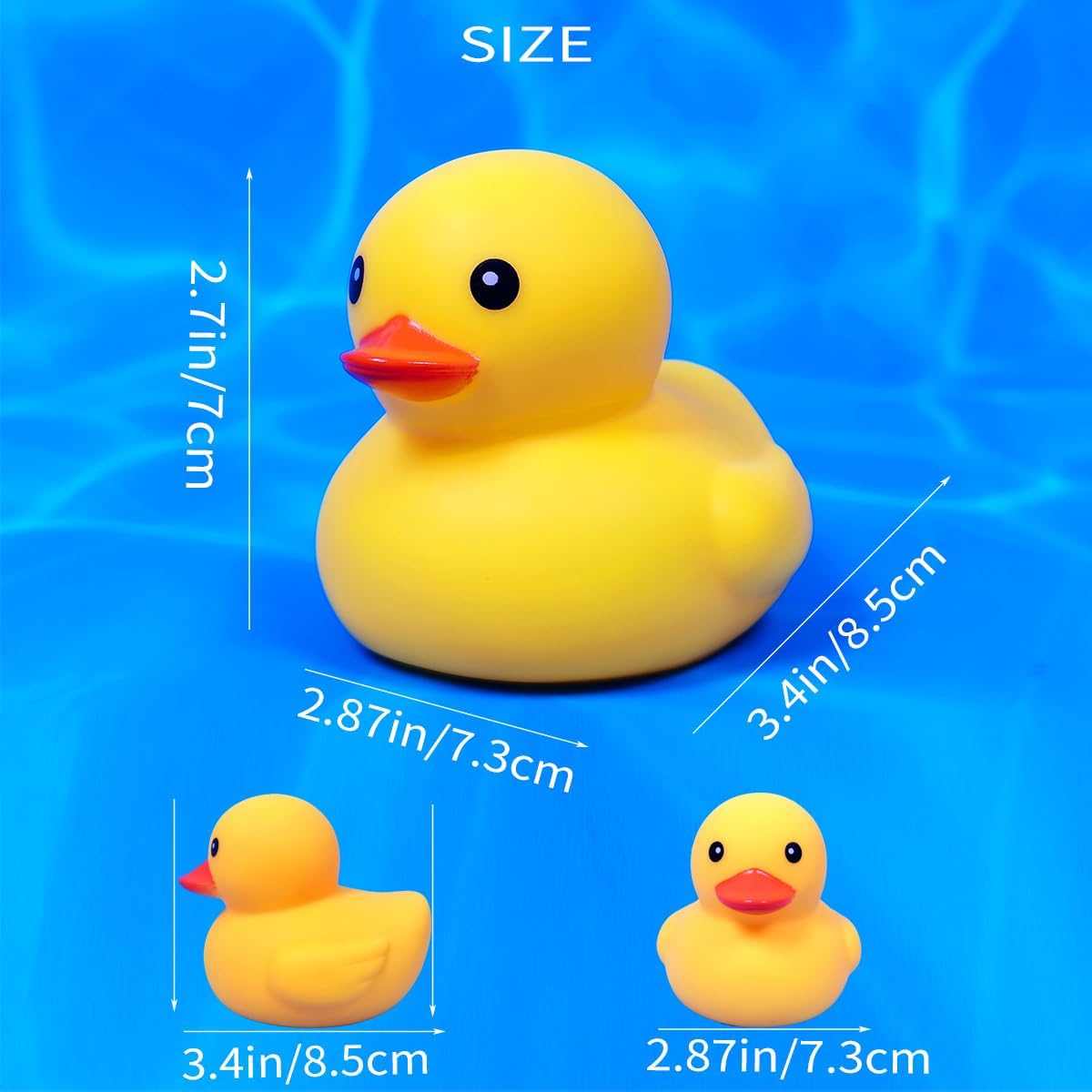 3.4 Inch 20 Pcs Kalafona Rubber Bathtub Duck/Duckie Waterproof No 'Bebe' No Hole Funny Bath Swimming Pool Toy Without Hole for Kids Birthday Party Favor Home Decor