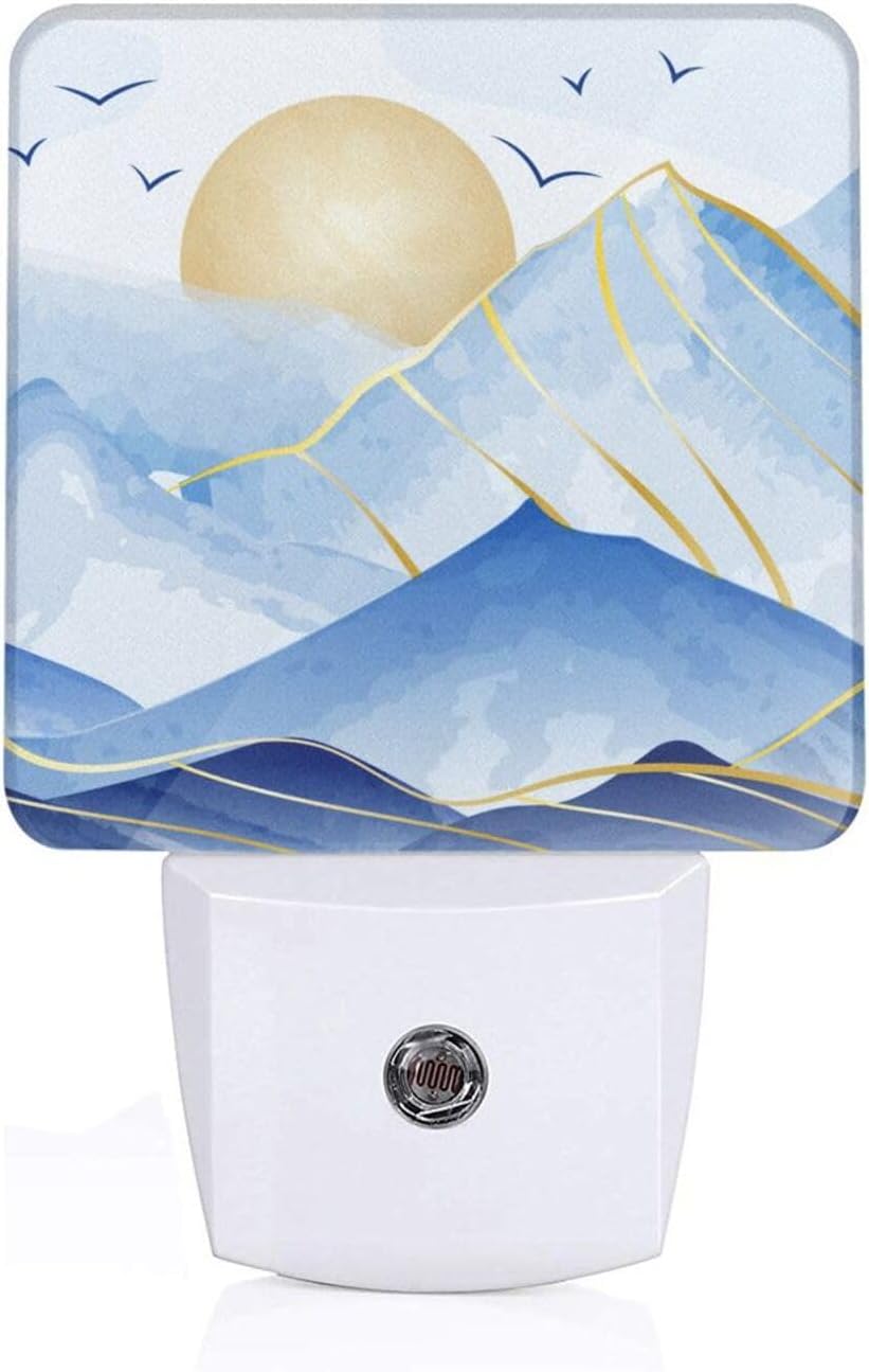 Led Night Light, Mountains Sunrise Decorative Plug in Nightlights,with Smart Auto Dusk to Dawn Night Light for Bedroom, Kitchen, Nursery, Bathroom