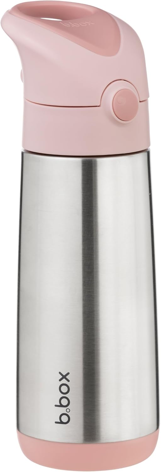 b.box 16.9 oz Insulated Water Bottle - Keeps Drinks Cold 15 Hours, Warm 8 Hours, Triple Wall Stainless Steel Kids Water Bottle w/Free Flow Silicone Straw, Leakproof & Dishwasher Safe