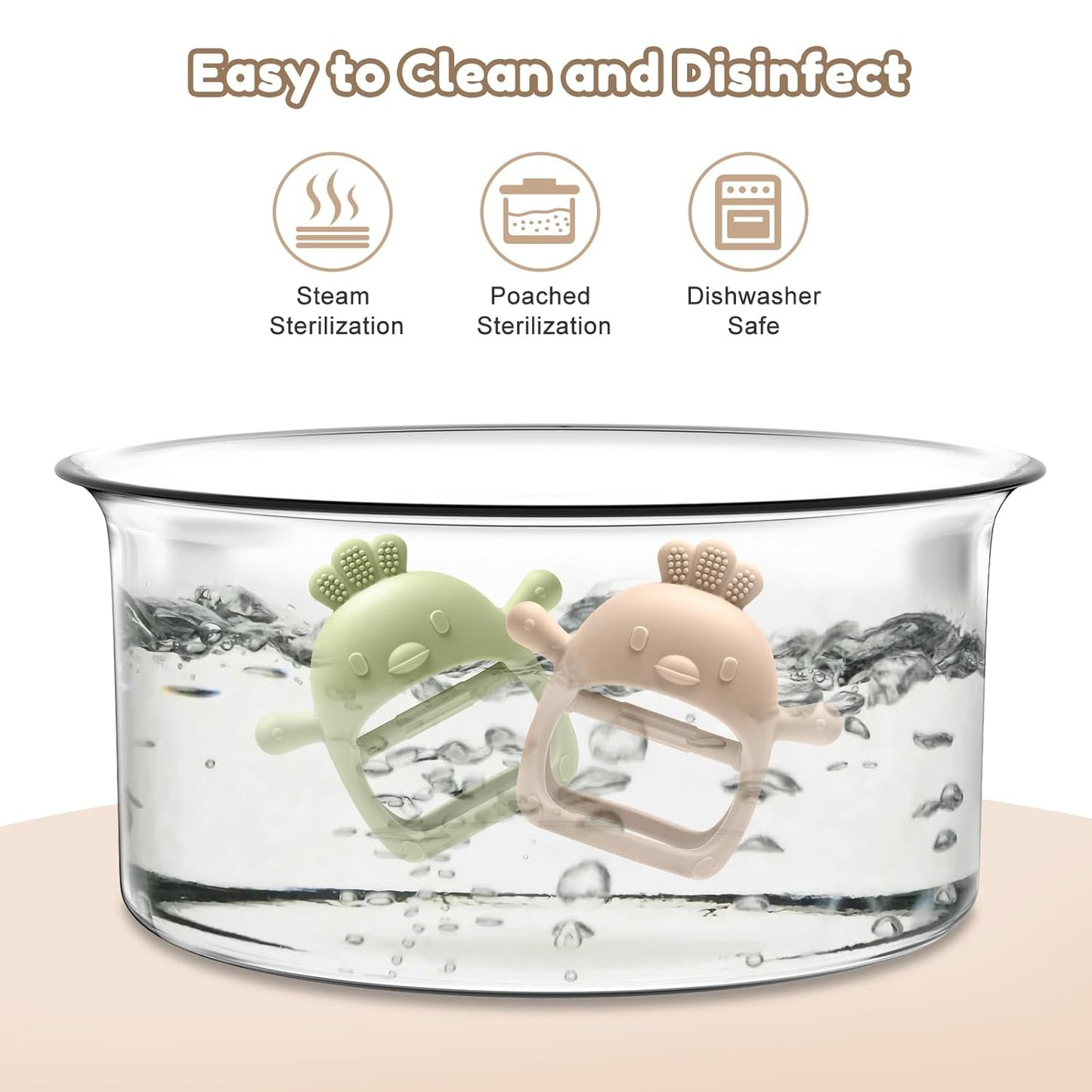 2 Pack Baby Teething Toys for 0-6 6-12 Months, Never Drop Infant Teether Teething Mitten Toys for 0 3 6 9 12 Months, Newborn Soothing Teething Toy Gifts for 1 One Year Old Baby Boys Girls