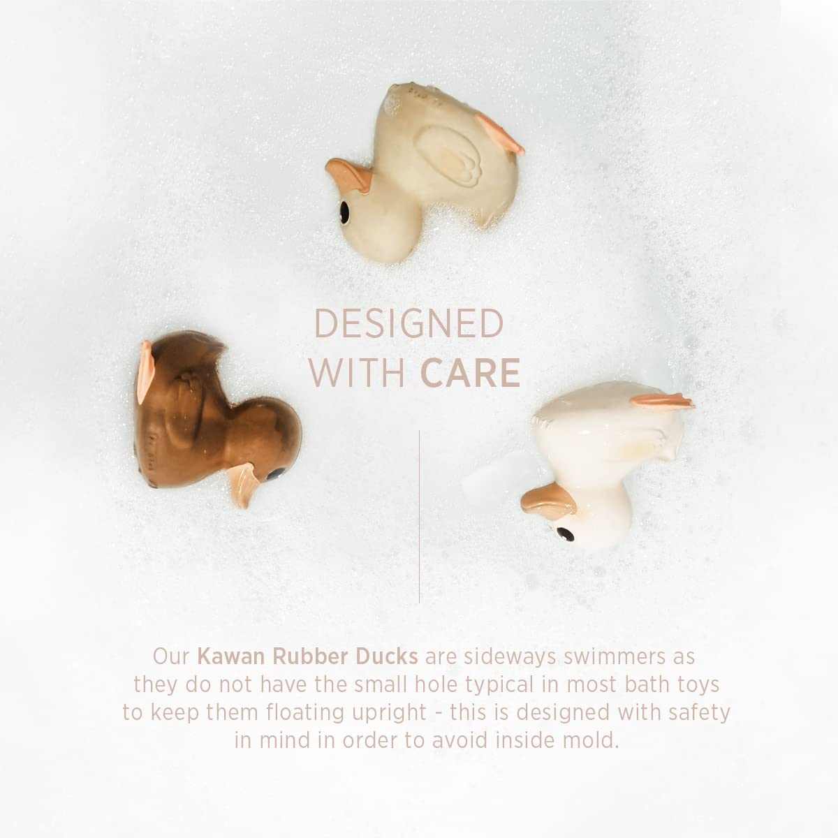 HEVEA Kawan Mini Rubber Duck - 100% Natural Rubber Baby Bath Toy - Planet Friendly, Perfect for Playing, Teething, and Bathing - Mold Free Bath Toys - Sand