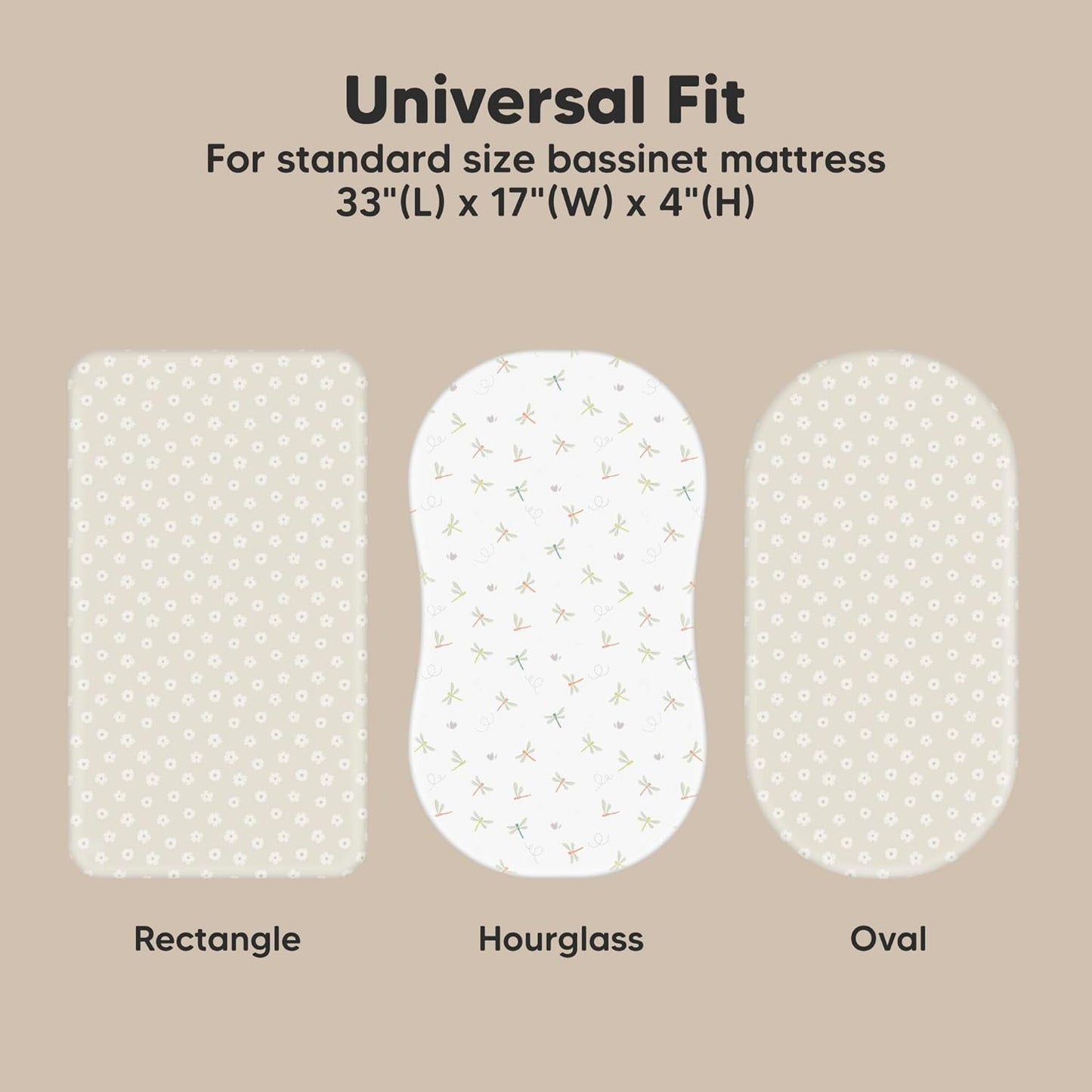 2-Pack Organic Bassinet Sheets for Girls, Boys - 100% Cotton Bassinet Mattress Sheets Compatible with Halo Bassinest Swivel Sleeper, Graco, Baby Delight, Chicco, Unisex Fitted Bassinet Sheets (Meadow)