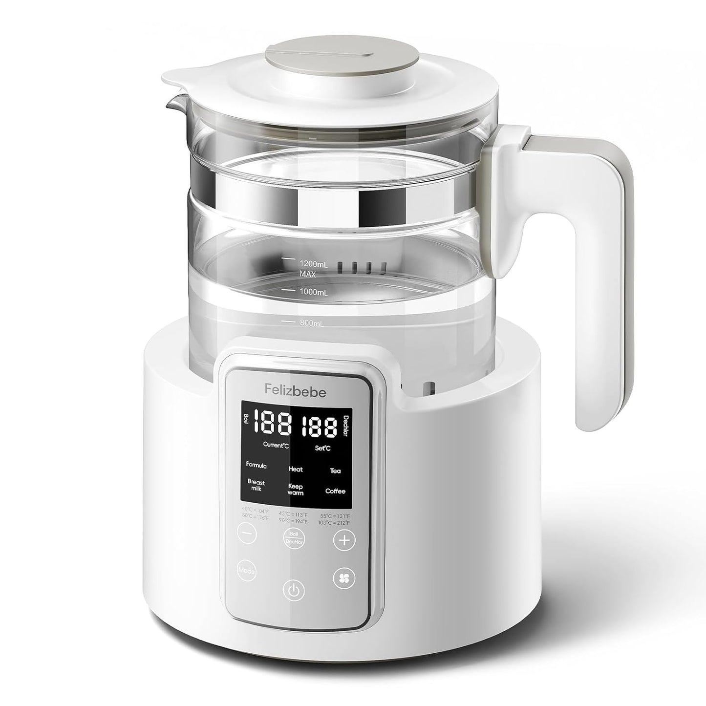 Instant Water Warmer, Baby Bottle Warmer with Faster Cooling Fan and LCD Display, Baby Milk Warmer, Electric Kettle with 6 Temperature Control Presets, Breastmilk Warmer, Boil Tea, Coffee