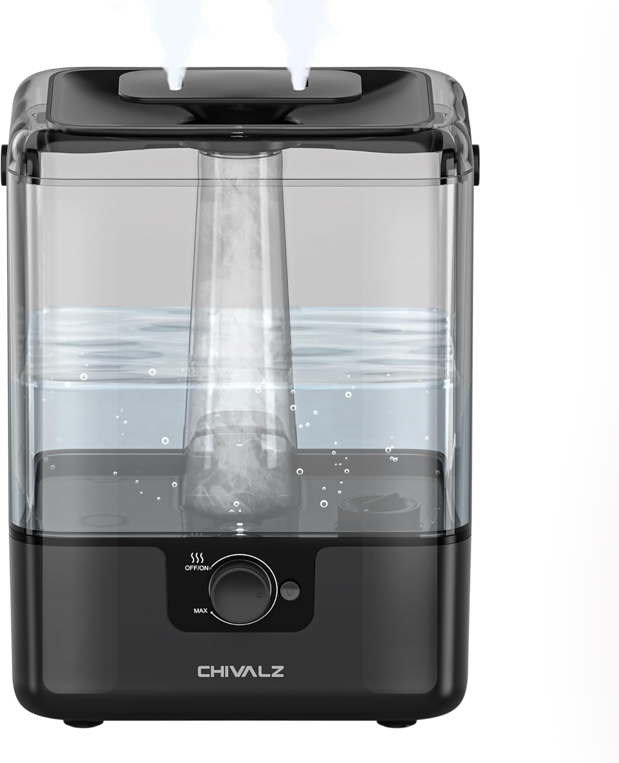 CHIVALZ Humidifiers for Bedroom, 6L Cool Mist Humidifiers for Baby Nursery, 26dB Quiet, 50H Runtime, Top Fill Humidifier for Large Room, Home, Plants, Nightlight, Oil Diffuser 1 Pack Black