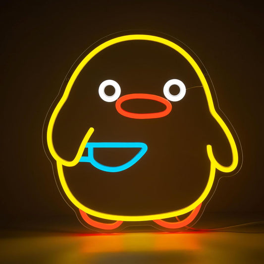 Duck Neon Sign, Dimmable Yellow Duck LED Night Light for Kids Room, Bedroom, Game Room, Living Room, Nursery, Play room & Pet Store Decor, USB Powered Animal Night Light, Party & Birthday Gift