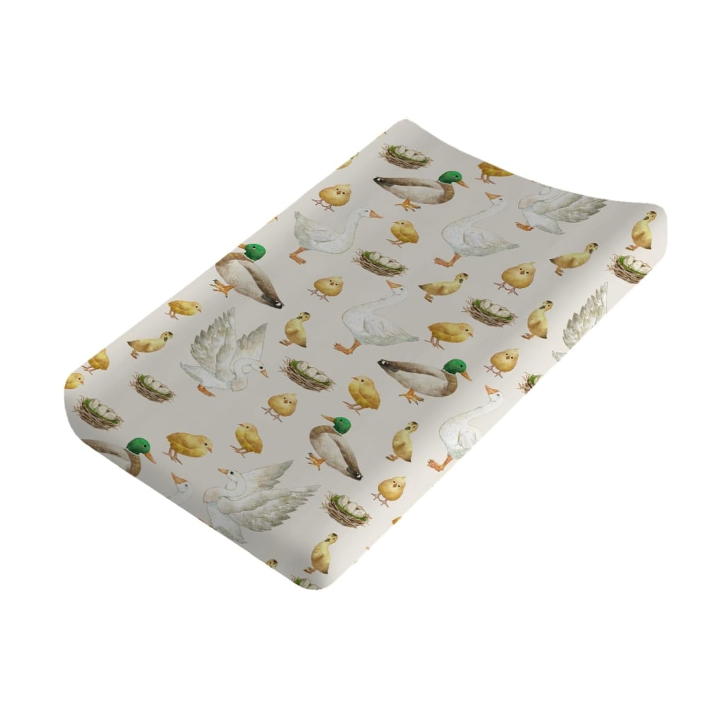 Watercolor Farm Birds Ducks Eggs Baby Changing Pad Cover Sheets for Boy Girl 32''x16'' Farm Animals Unisex Fitted Changing Table Sheets Comfort Soft Breathable Nursery Change Table Mats