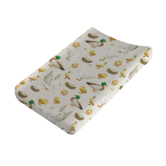 Watercolor Farm Birds Ducks Eggs Baby Changing Pad Cover Sheets for Boy Girl 32''x16'' Farm Animals Unisex Fitted Changing Table Sheets Comfort Soft Breathable Nursery Change Table Mats