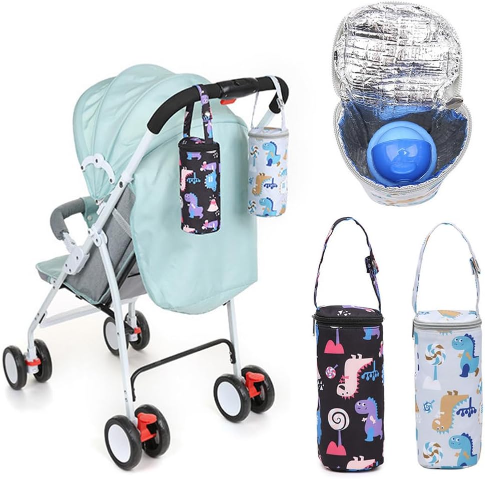 Milk Water Warmer Insulated Bag Baby Nursing Bottle Heater Freshness Preserved Feeding Bottle Bag for Car Travel, 7.87x2.75x3.15in, Black