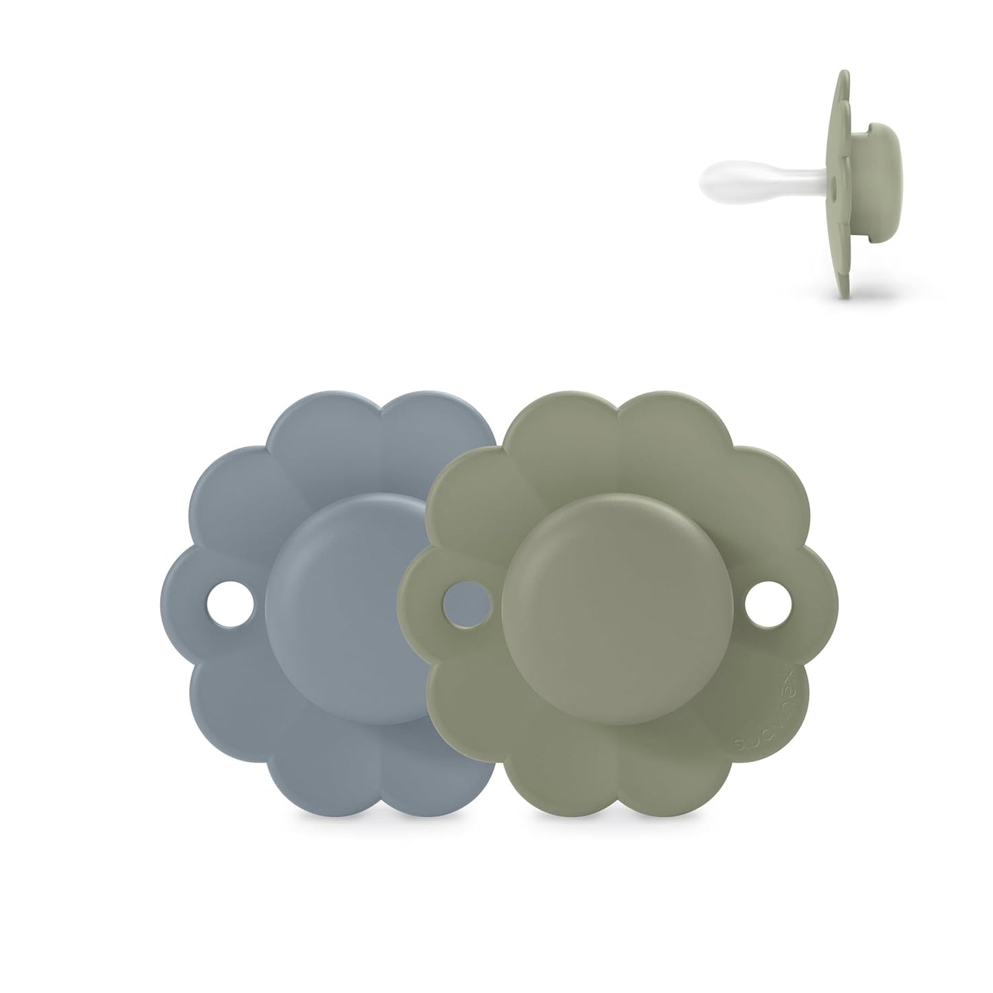 Suavinex Wonder Baby Pacifier, SX Pro Silicone Nipple, Reversible, Non Irritating Shield Design, 2Pk Pacifiers 6-18 Months, Made in Europe, Lake/Green