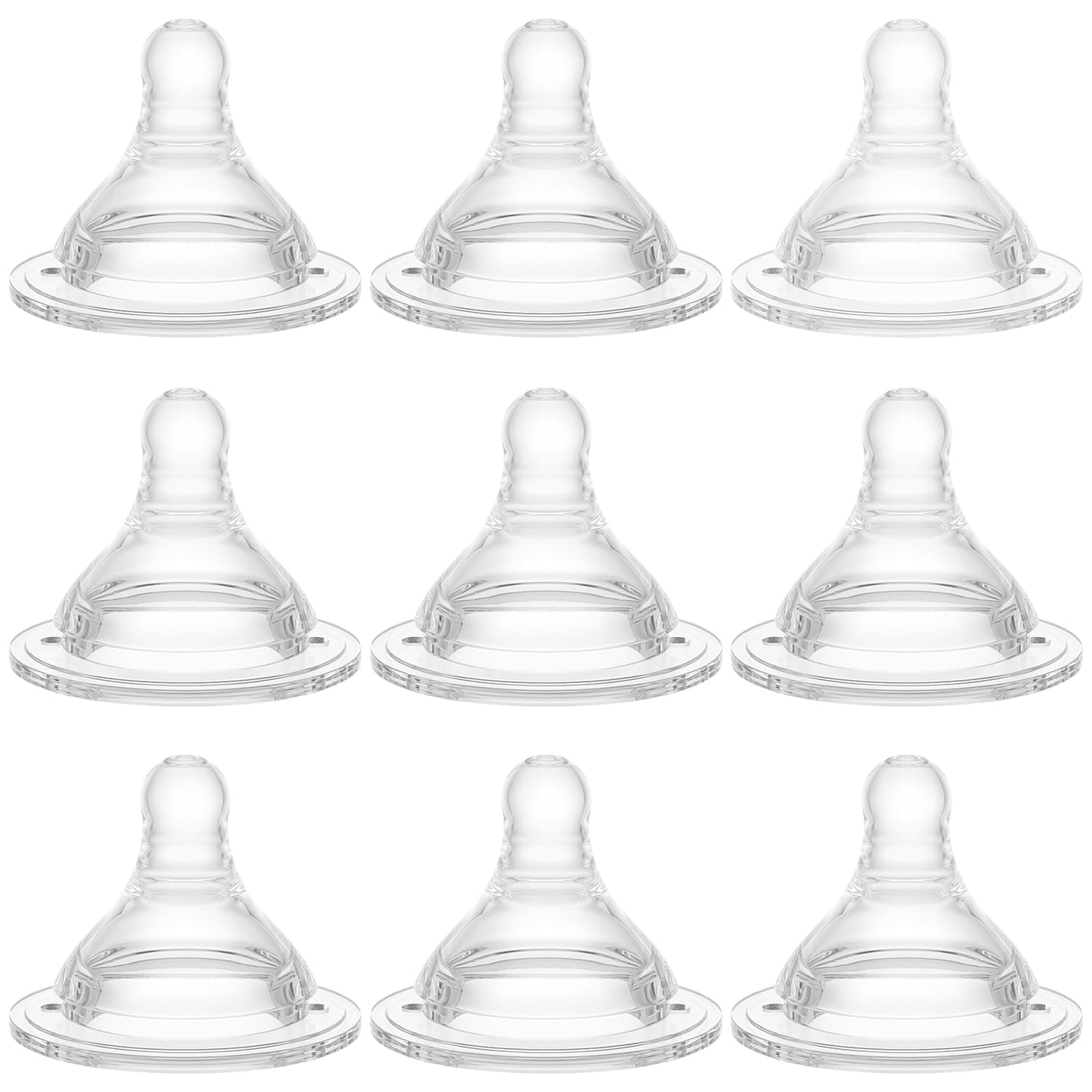 Bottle Nipples Medium-Fast Nipple Level 3, 6m+, Compatible with Wide-Neck Baby Bottle, 9 Count
