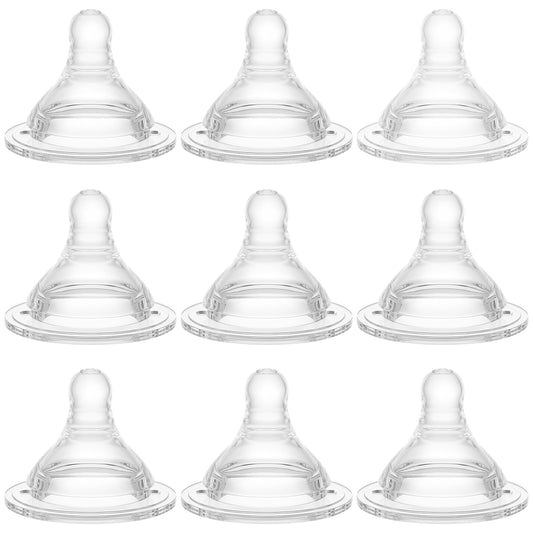 Bottle Nipples Medium-Fast Nipple Level 3, 6m+, Compatible with Wide-Neck Baby Bottle, 9 Count