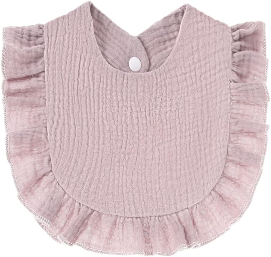 4 PACK Solid Muslin Baby Drool Bibs Set for Unisex Boys Girls Cotton Adjustable Teething Feeding Drooling Bibs