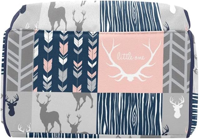 Antlers Elk Deer Feather Arrow Patchwork Blue Diaper Bags with Name Waterproof Mummy Backpack Nappy Nursing Baby Bags Gifts Tote Bag for Women