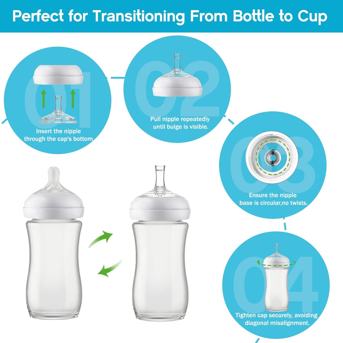 Sippy Straw Nipple for Philips Avent Natural Baby Bottle,My Grippy Spout Sippy Cup and Natural Trainer Sippy Cup,Leak-Proof Replacement Silicone Bottle Nipple BPA-Free, 8m+, 4 Count