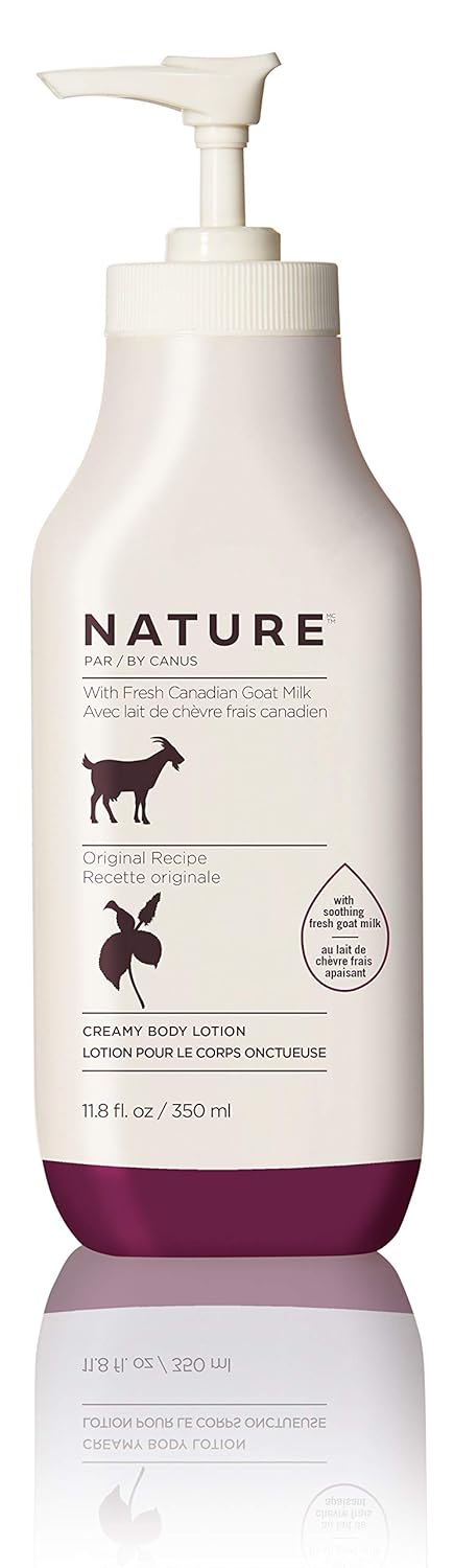Nature by Canus Creamy Body Lotion, Original, 11.8 Oz, With Smoothing Fresh Canadian Goat Milk, Vitamin A, B3, Potassium, Zinc, and Selenium