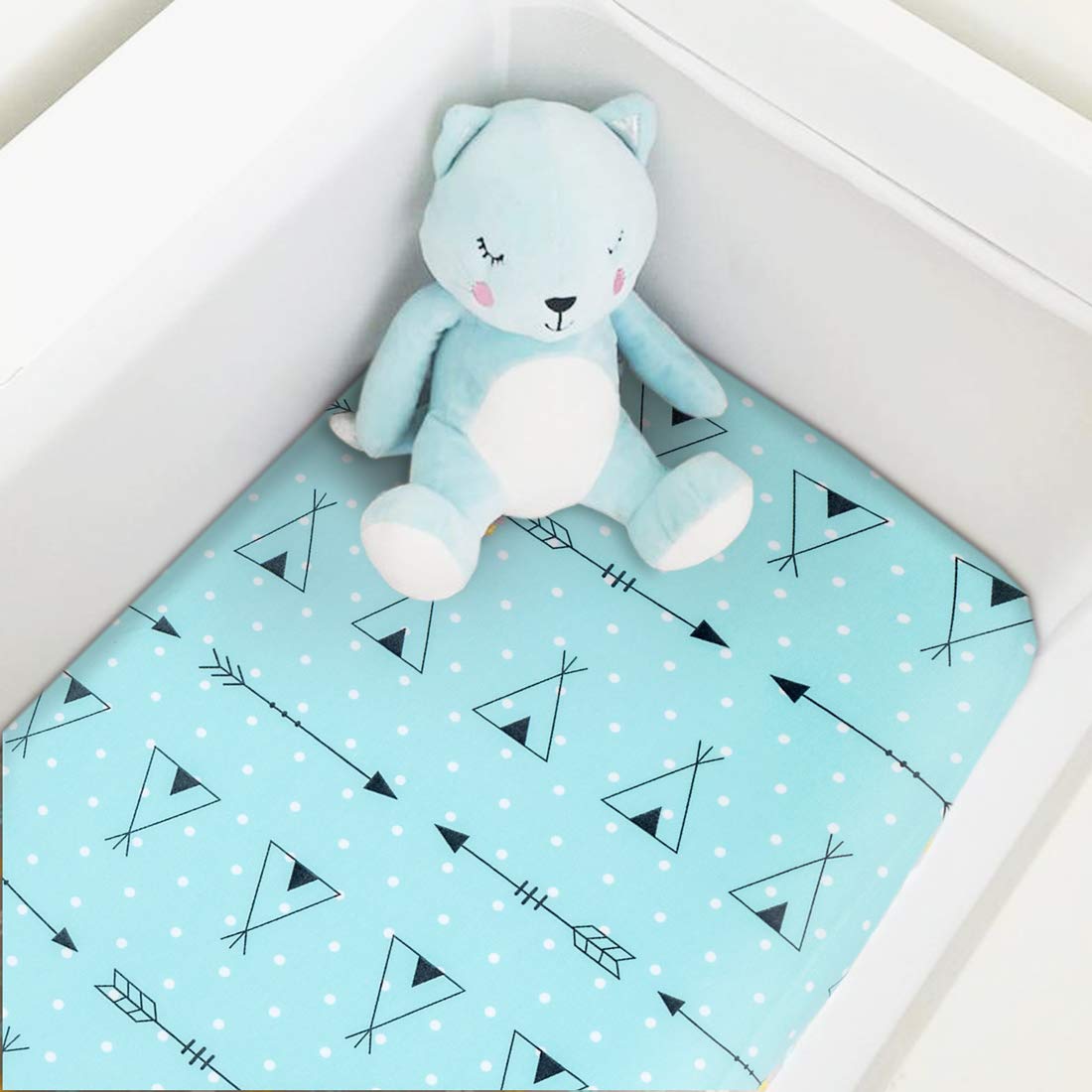 Stretchy Bassinet Sheet Set BROLEX 2 Pack Snug Fitted Cradle Fitted Sheets for Bassinet Pads/Mattress, for Boys Girls,Unisex,Ultra Soft Breathable,Arrow Owl