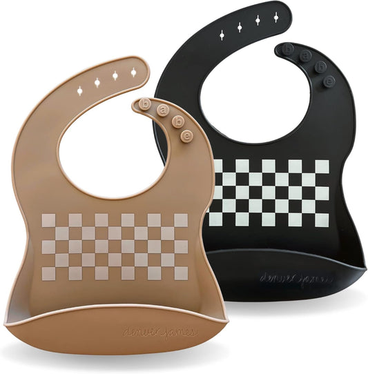 Denver James Silicone Feeding Bibs | Dishwasher Safe. Waterproof. Adjustable.