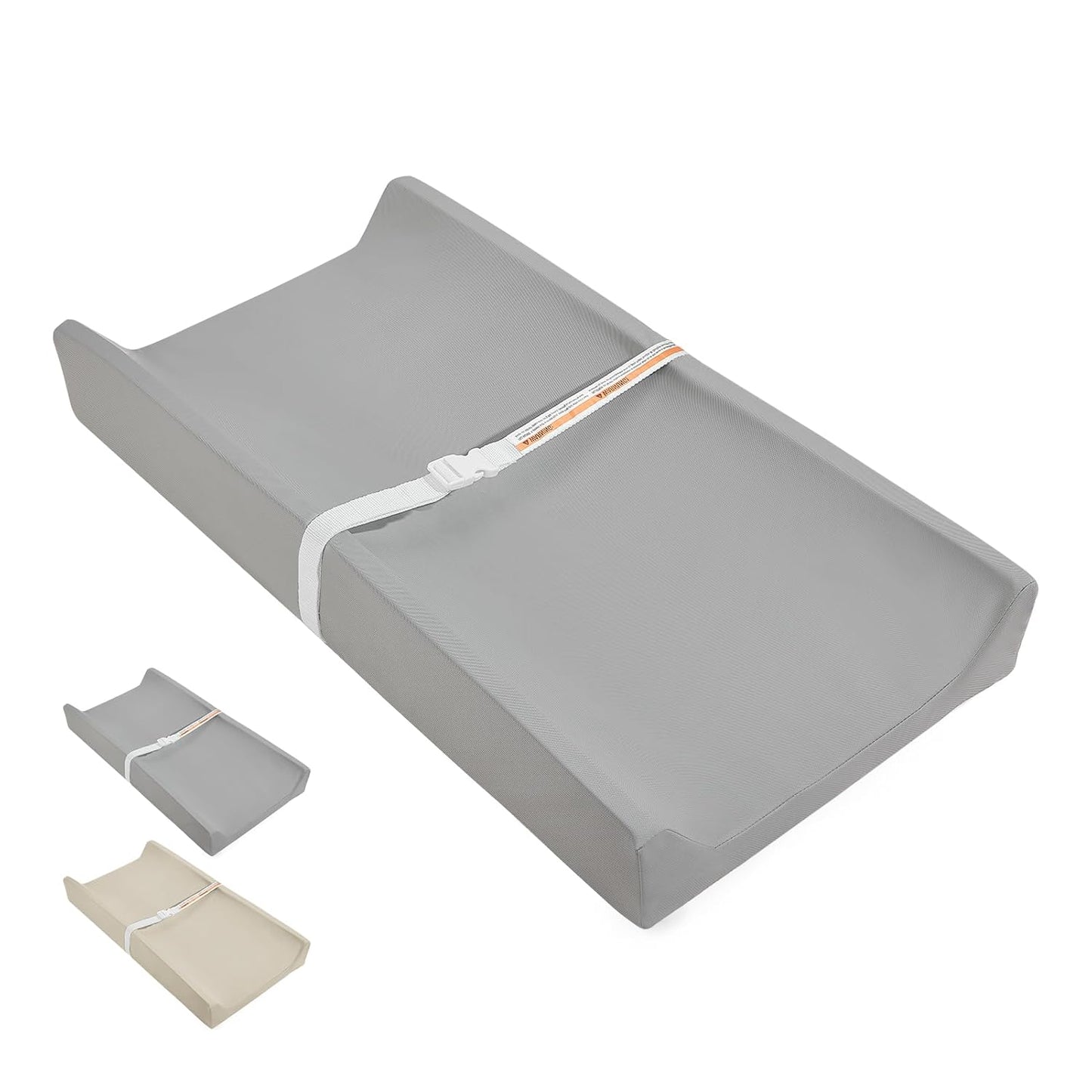 Baby Changing Pad, Waterproof & Wipeable Vegan Leather Diaper Changing Mat 31" x 16", Comfortable Soft Standard Size Infant Diaper Mat for Dresser and Table, Taupe (Grey)