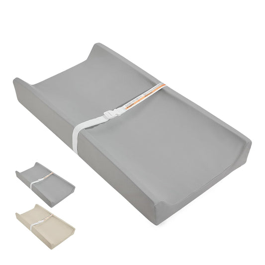 Baby Changing Pad, Waterproof & Wipeable Vegan Leather Diaper Changing Mat 31" x 16", Comfortable Soft Standard Size Infant Diaper Mat for Dresser and Table, Taupe (Grey)