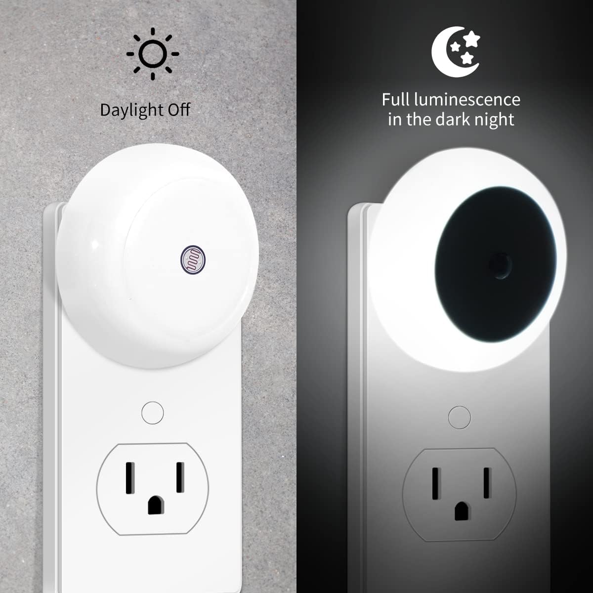 KINUR 6 Pack Night Light, LED Night Lights Plug into Wall with Dusk to Dawn sensors, Plug in Night Lights for Kids Room, Bedroom, Bathroom, Baby Nursery,Stair Lights, Hallway Light, Daylight