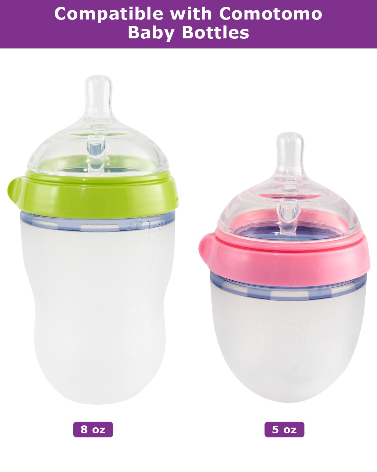 Sippy Spout Nipples for Comotomo Baby Bottles,100% Soft Silicone Sippy Cup Nipples,Variable Flow Conversion Nipple,6+ Months,4 Count