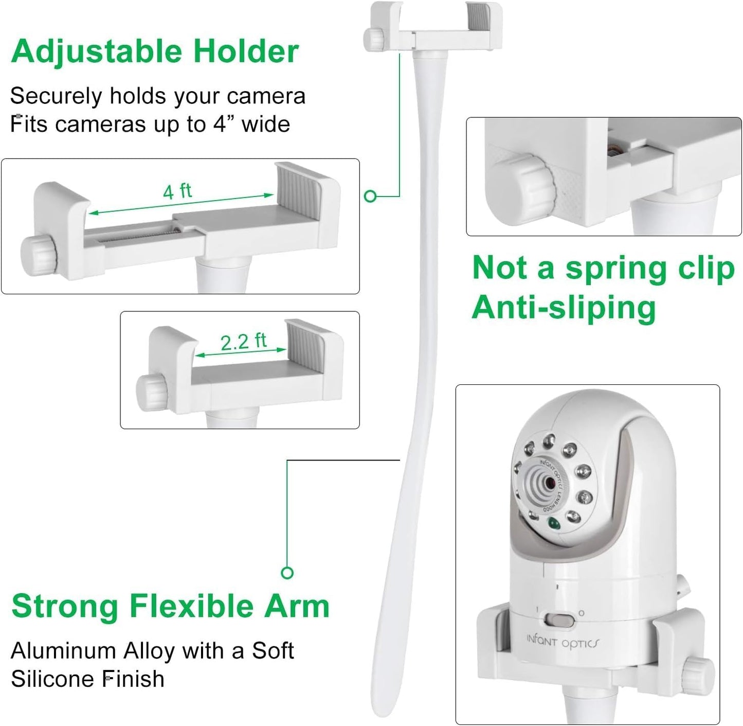 The Baby monterail Mount Camera Shelves are Compatible with DXR-8& DXR-8 Pro and Most Other Baby Monitors for Toddler Optics. Universal Baby Camera Holder, Attached to Crib Shelves and Furniture