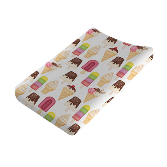 Funny Ice Cream and Popsicles Baby Changing Pad Covers for Baby Boy Girl 32''x16'' Colorful Boho Summer Beach Unisex Fitted Change Table Pad Sheets Soft Breathable Cradle & Bassinet Bed Sheets