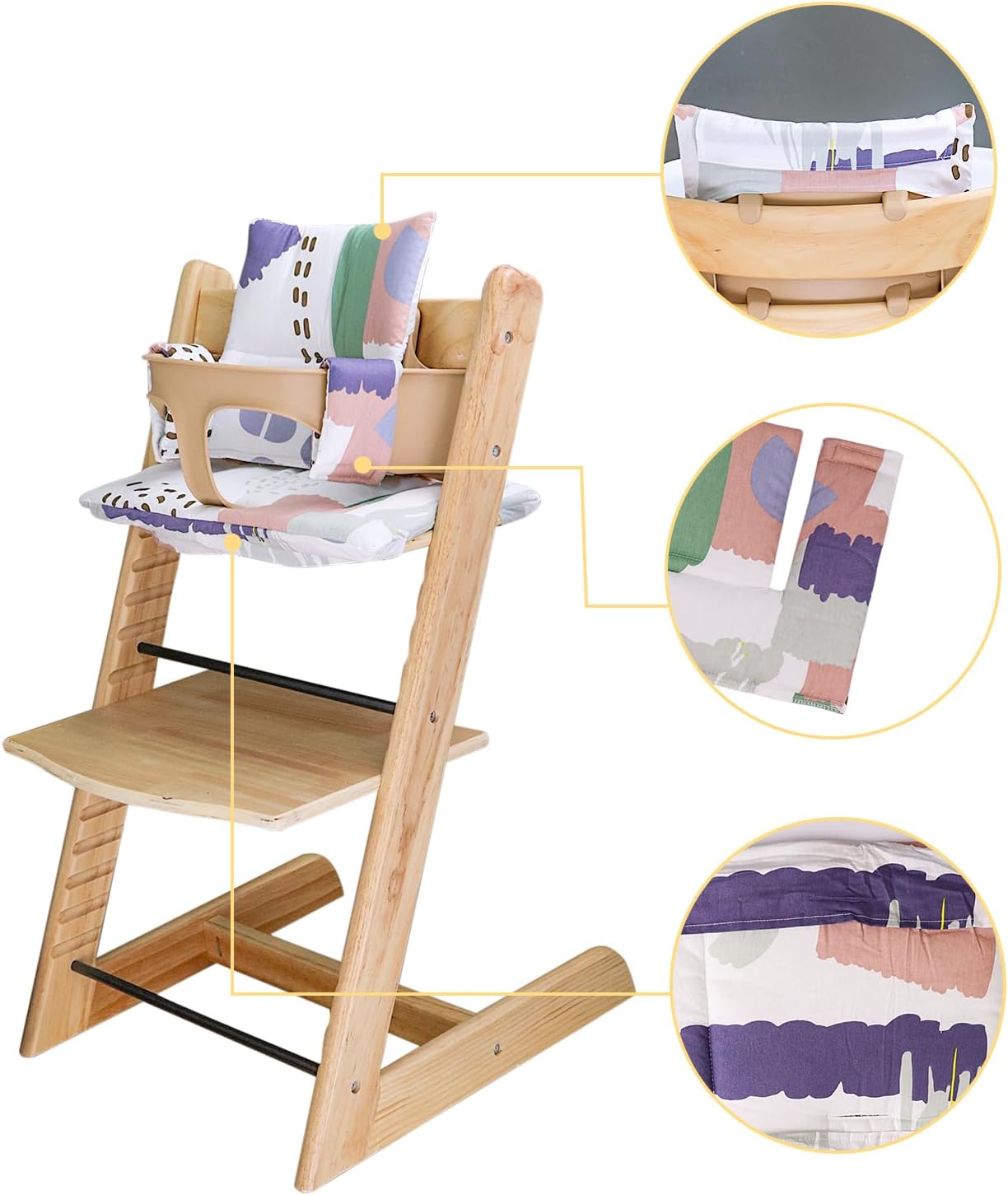 for Stokke High Chair Cushion, Soft and Comfortable for Tripp Trapp High Chair Cushion, for Tripp Trapp Cushion Set Makes It Safer and More Comfortable for Baby to Sit On (Colorful Pattern)
