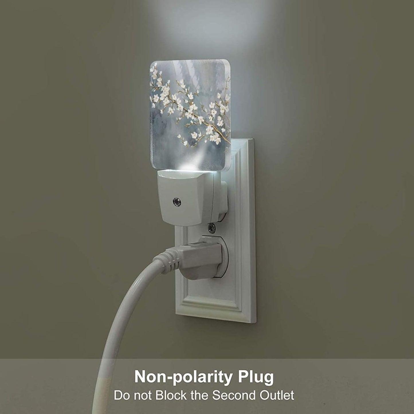 Pure White Flower Night Light,Plug-in Nightlights Auto Sensor Night Lamp Dusk to Dawn Lamp Home Decor for Nursery Children Girls Boys