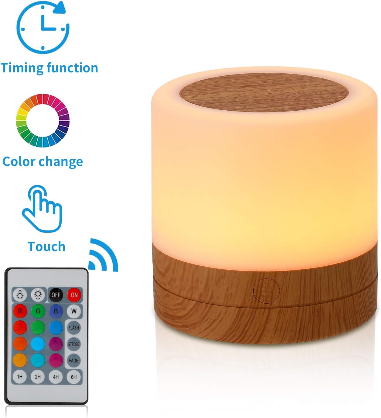 Nursery Night Light for Kids, USB Rechargeable Small Desk Lamp,13 RGB Colors & 4 Brightness & 1 Remote, Touch Bedside Cordless Table Lamp, Portable Night Lamp for Bedroom Living Room (2 Pack Brown)