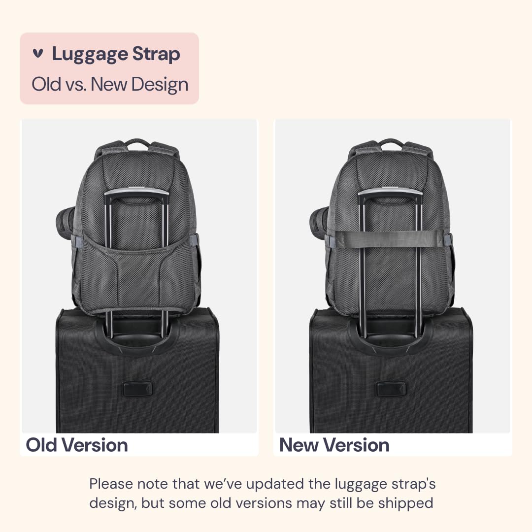 BabbleRoo Diaper Bag Backpack, Travel Backpack with Changing Pad, Pacifier Case & Stroller Straps, Multifunction, Waterproof, Unisex - Dark Gray