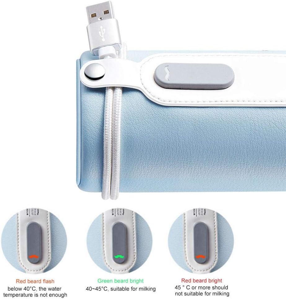 Qinlorgo Portable Bottle Warmer, 10W USB Microfiber PU, Blue