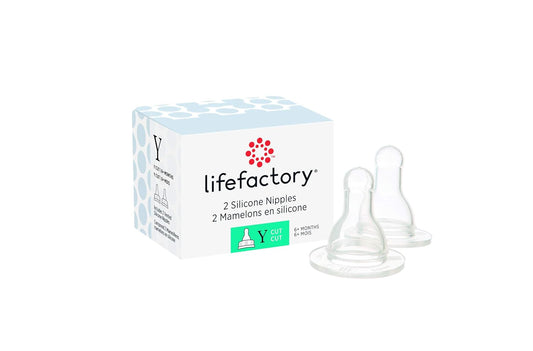 Lifefactory BPA-Free Stage Y (6+ Months) Silicone Nipples, 2-Pack