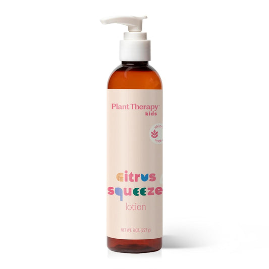 Plant Therapy Kids Citrus Squeeze Lotion 8 oz Uplifting Natural Scent, Soothes & Softens from Head to Toe, Lightweight, Fast-Absorbing Daily Hydration