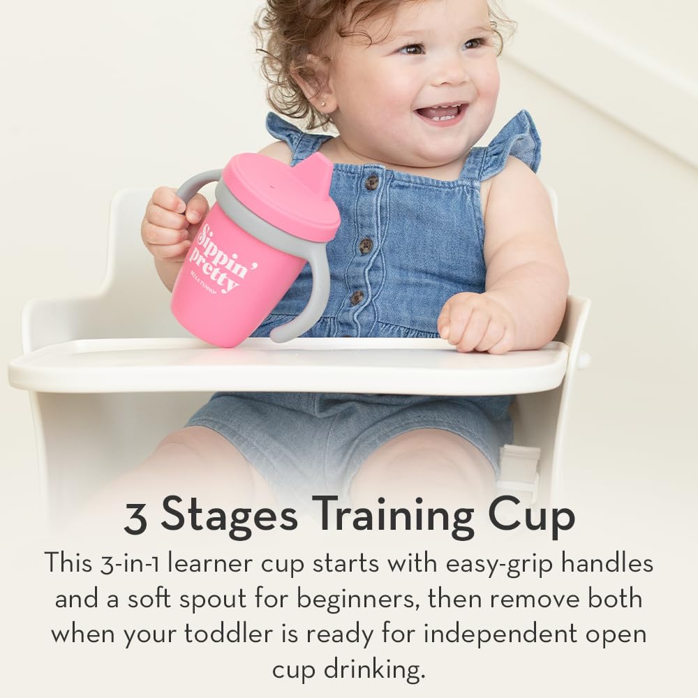 Bella Tunno Sippy Cup, Set of 2 Silicone Training Cups with Transition Handles for Infants, Toddlers & Kids, Babies 6-12 Months & Toddlers 1-3 Years, Boys & Girls, Little Lady & Buttercup, 8 oz