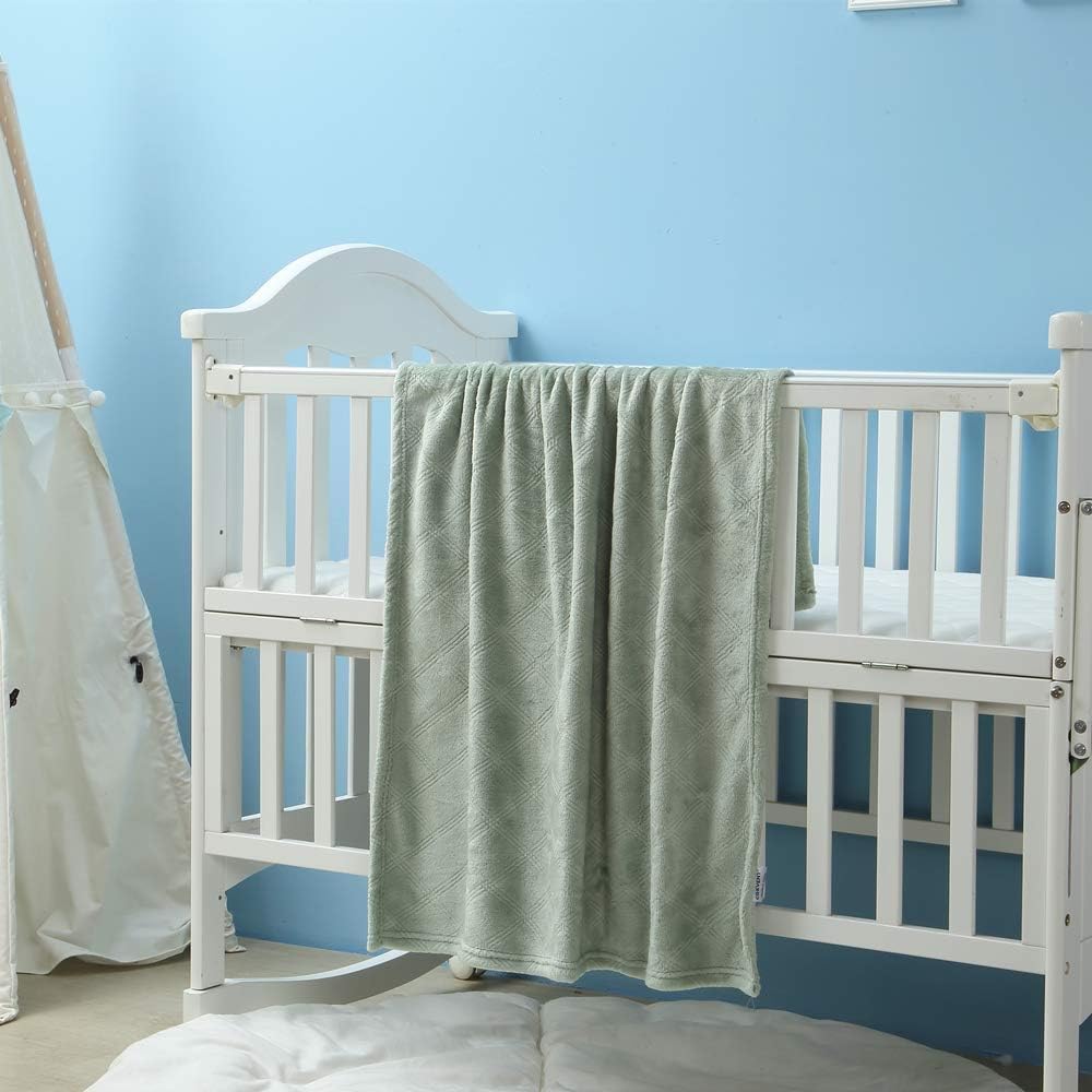 CREVENT Fuzzy Baby Throw Blanket Neutral, Super Soft Plush Blanket for Baby Boys and Girls/Newborns/Infant/Toddler (30"X40" Laurel Green)