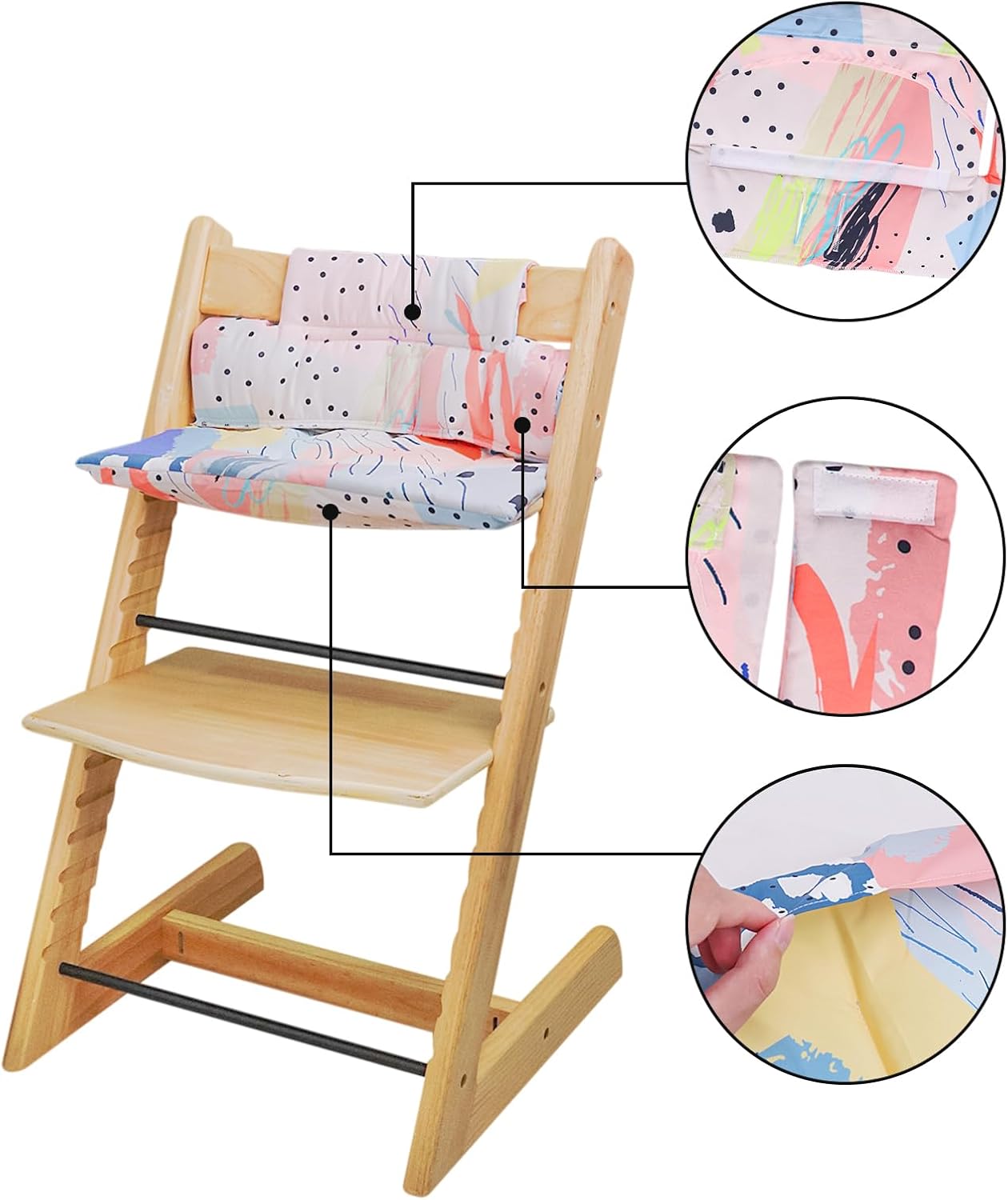 High Chair Cushion, Soft and Comfortable for Tripp Trapp High Chair Cushion, for Tripp Trapp Cushion Set Makes It Safer and More Comfortable for Baby to Sit On (Colorful Spots Pattern)