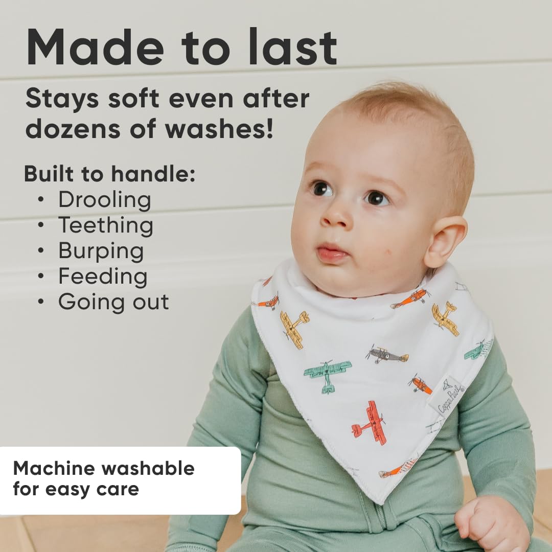 Copper Pearl 4 Pack Soft Cotton Baby Bibs for Drooling and Teething, Absorbent Drool Bibs for Baby Girl and Boy, Adjustable to Fit Newborns to Toddlers, Tons of Styles (Ace)